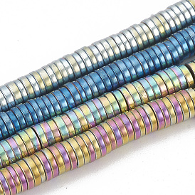 Electroplate Non-magnetic Synthetic Hematite Beads Strands, Heishi Beads, Disc/Flat Round