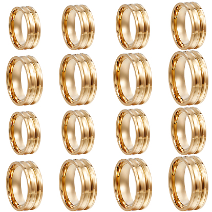 16 шт. 8 стили 201 нержавеющая сталь рифленые кольца для пальцев, кольцевой сердечник, для изготовления инкрустации