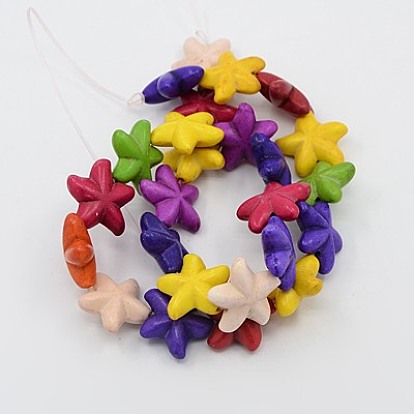 Synthetic Turquoise Beads Strands, Dyed, Starfish/Sea Stars, 20x18x7mm, Hole: 1mm