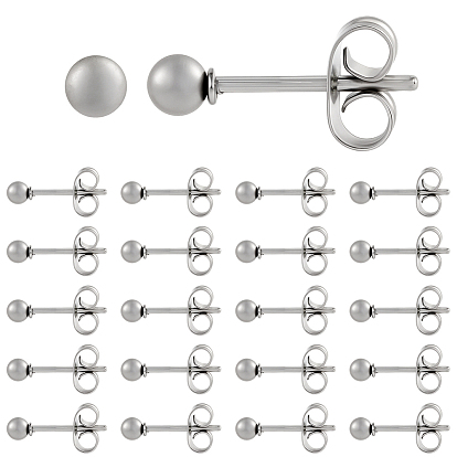 100шт. 304 круглые серьги-гвоздики из нержавеющей стали