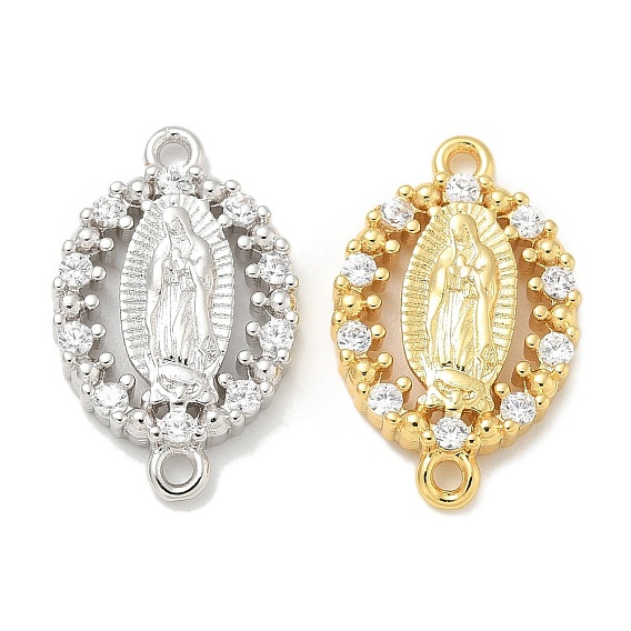 Стойка покрытие латунь прозрачный кубический цирконий религия овальный Дева Мария соединительные подвески, долговечный, без свинца и без кадмия