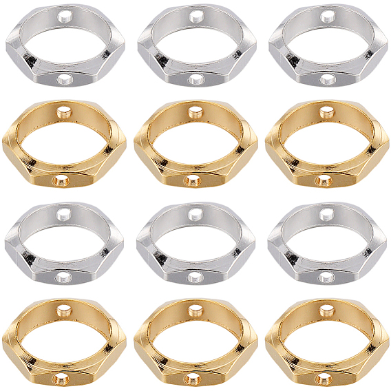 60шт 2 цвета латунные рамки для бус, долговечный, шестиугольник