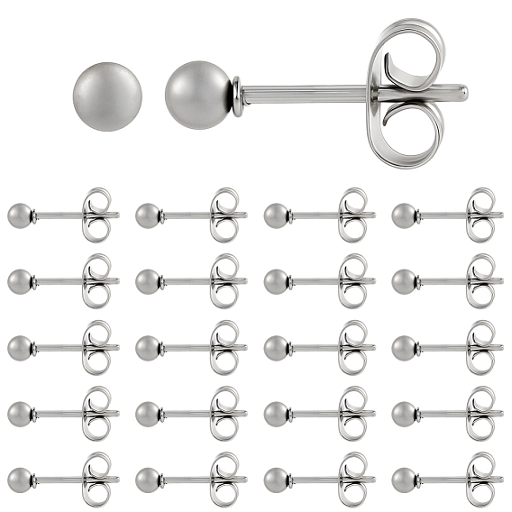 100шт. 304 круглые серьги-гвоздики из нержавеющей стали