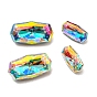 Glass Rhinestone Cabochons, Point Back & Back Plated, Faceted, Rectangle