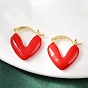 Серьги-кольца из латуни с эмалью, сердце