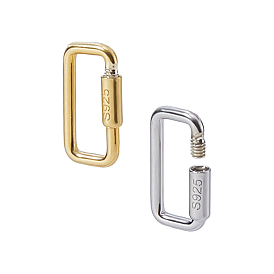 2 шт. 2 цвета 925 карабин с замком из стерлингового серебра, брелки, прямоугольные