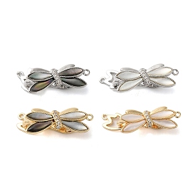 Латунное микропейв, прозрачный кубический цирконий, складные застежки, без кадмия, без никеля и без свинца, с раковиной морского ушка/белой раковиной, бабочка