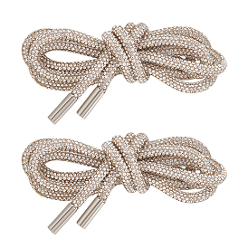 Rhinestone Replacement Drawstring Cords, with Alloy Cord Ends, for Sports Pants, Sweatpants, Sweaters, Jackets, Hoodies