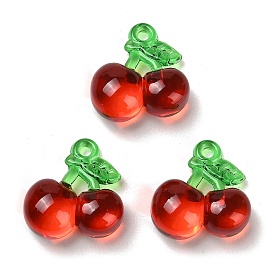 Transparent Resin Fruit Pendants, Cherry Charms