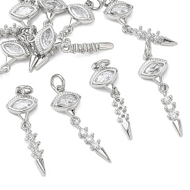 SHEGRACE Brass Clear Cubic Zirconia Pendants, Eye Charms, Cadmium Free & Lead Free & Nickel Free