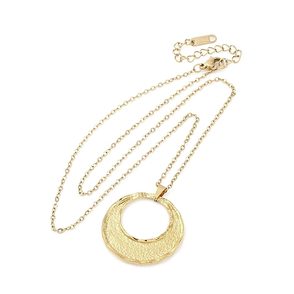 Плоские круглые 304 из нержавеющей стали кулон ожерелье, ионное покрытие (ip)