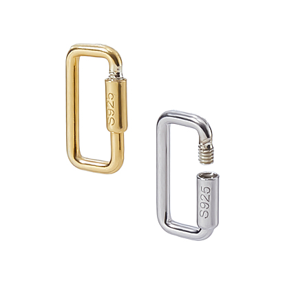 2 шт. 2 цвета 925 карабин с замком из стерлингового серебра, брелки, прямоугольные