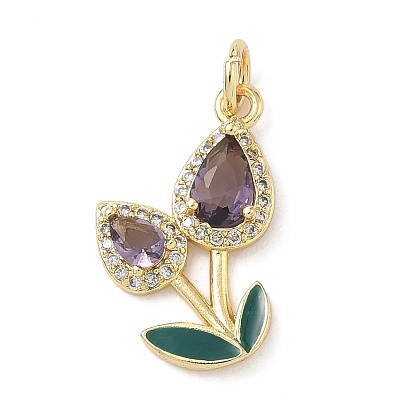 Латунные микро проложить кубического циркония подвески, , с эмалью и кольцом для прыжков, долговечный, без кадмия и без свинца