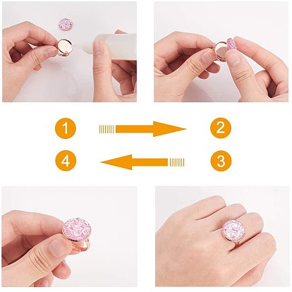 DIY Ring Making, Adjustable Brass Finger Rings Components and Resin Cabochons