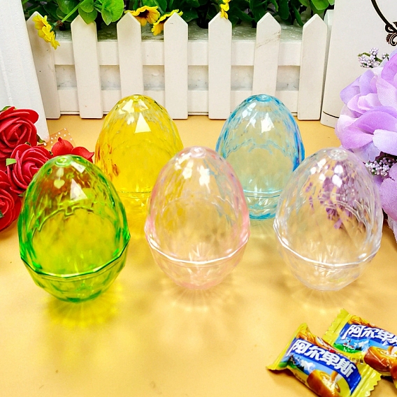 Easter Plastic Bead Containers, Candy Treat Gift Box, for Wedding Party Packing Box, Egg
