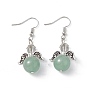 Gemstone Round Beaded Fairy Dangle Earrings, Platinum Brass Jewelry for Women, Cadmium Free & Lead Free