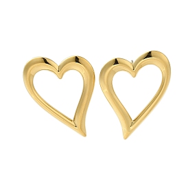 304 Stainless Steel Hollow Heart Stud Earrings for Women