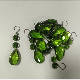 10Pcs Teardrop Glass Hanging Ornaments Suncatcher, with Stainless Steel S-Hook Clasps