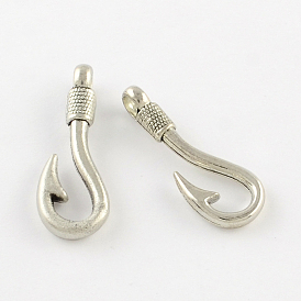 Tibetan Style Zinc Alloy Pendants, Hook, Lead Free & Cadmium Free, 36x12x4.5mm, Hole: 4mm, about 156pcs/500g