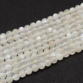 Natural White Moonstone Beads Strands, Grade AB, Round