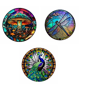 Stained Acrylic Art Window Planel, for Suncatchers Window Home Hanging Ornaments, Flat Round