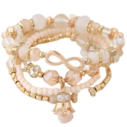 Stylish 8-shaped Crystal Beaded Bracelet with Pendant Jewelry