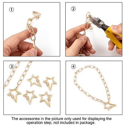 Brass Micro Pave Clear Cubic Zirconia Screw Carabiner Lock Charms, for Necklaces Making, Star
