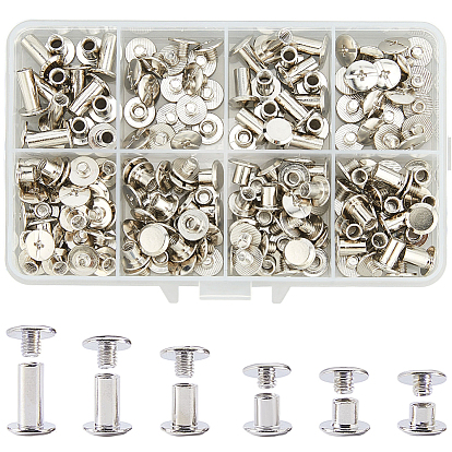 90шт. 6 виды стальных заклепок-заклепок винт с торцевой головкой, для переплета альбомов фотоальбомов и кожаных седел кошельков ремонт ремня