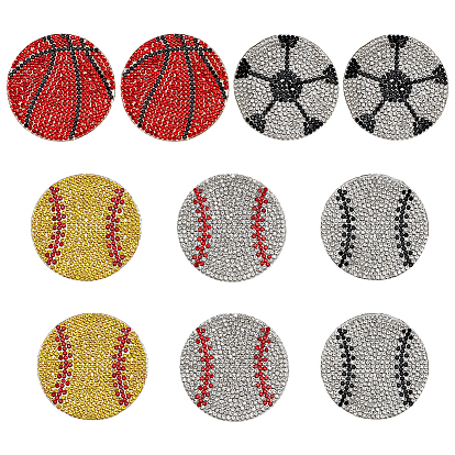 10шт. 5 стили спортивная тематика стекло термоаппликация стразы, термоклей на спине, горный хрусталь, аксессуары для костюма, разнообразные