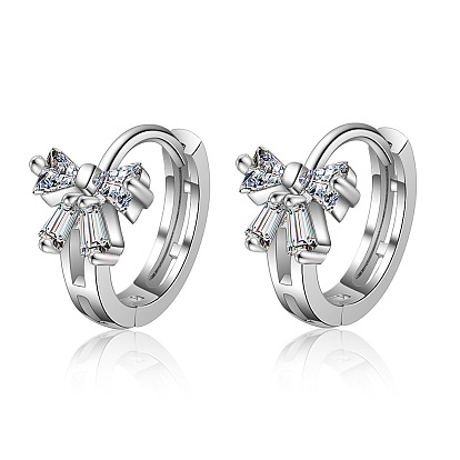 Sweet and Simple Butterfly Bow Earrings with Zircon Inlay - Elegant and Charming