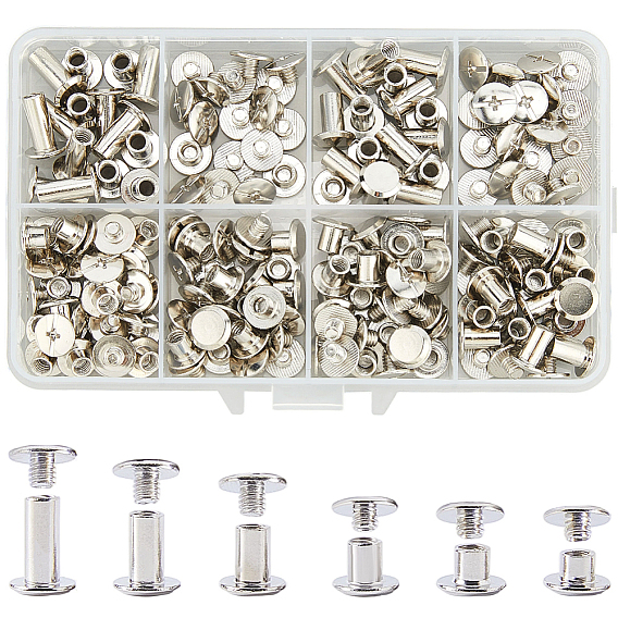 90шт. 6 виды стальных заклепок-заклепок винт с торцевой головкой, для переплета альбомов фотоальбомов и кожаных седел кошельков ремонт ремня