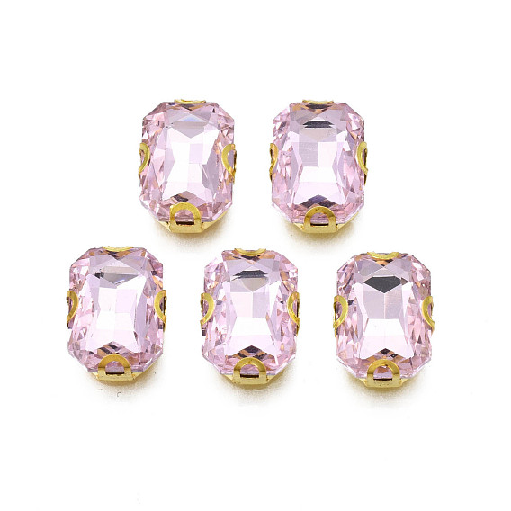 Sew on Rhinestone, Transparent Glass Rhinestones, with Iron Prong Settings, Faceted, Rectangle