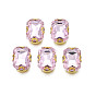 Sew on Rhinestone, Transparent Glass Rhinestones, with Iron Prong Settings, Faceted, Rectangle