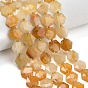 Jaune naturel aventurine perles brins, hexagone, coupe hexagonale facettée, avec des perles de rocaille