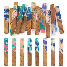 16 шт. 8 подвески из цветной смолы и ореха, прямоугольные