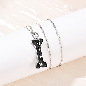 304 подвеска из нержавеющей стали с черной эмалью в виде отпечатка лапы, урна для праха домашних животных