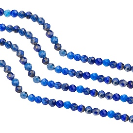 ARRICRAFT Natural Lapis Lazuli Beads Strands, Faceted, Round