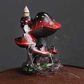 Resin Flow Bback Incense Burners,  Mushroom Incense Holders, Home Office Teahouse Zen Buddhist Supplies