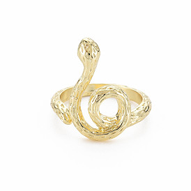 Snake Shape Rack Plating Alloy Cuff Rings, Open Rings, Cadmium Free & Lead Free