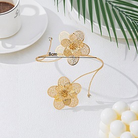 Женские браслеты на лодыжку из сплава с ажурными цветами и кристаллами.