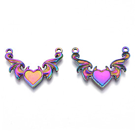 201 Stainless Steel Pendants, Evil Heart with Wing Charm