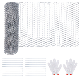 1сетка из прокатного железа с шестигранной сеткой, шестиугольная сетка, с 1парой полиэстеровых перчаток и 100шт. нейлоновых кабельных стяжек