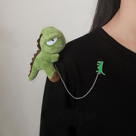 Dinosaur-themed Plush Chain Brooch for Suitcase and Bag Decoration