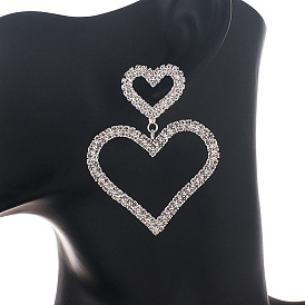 Модные серьги с бриллиантами в форме сердца - кулон-цепочка в форме сердца e675.