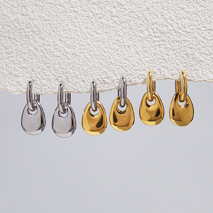 Boucles d'oreilles pendantes créoles en acier inoxydable pour femmes, larme