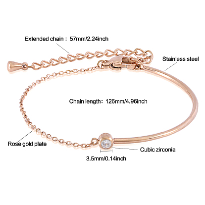 Clear Cubic Zirconia Bracelet Adjustable Curved Bar Link Bracelet Classic Tennis Bracelet Charms Jewelry Gifts for Women