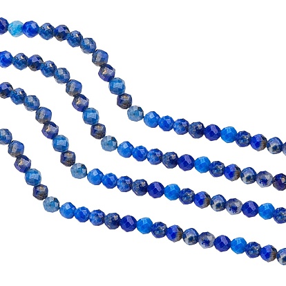 Natural Lapis Lazuli Beads Strands, Faceted, Round