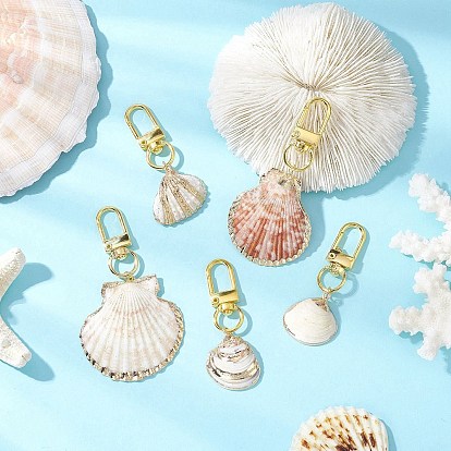 5шт. гальванические подвесные украшения из ракушек, Поворотные застежки из сплава, подвески для украшений сумок