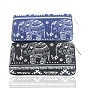 Elephant Print Canvas Cloth Clutch Bags, Zipper Change Wallets Purse, Rectangle