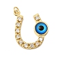 Латунные микропаве прозрачные подвески с фианитом, амулеты в виде подковы из синей смолы, символизирующие сглаз, долговечный, стойки покрытие, без свинца и без кадмия